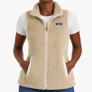 Patagonia Women’s Los Gatos Small Sherpa Fleece Full Zip Vest Oatmeal Khaki